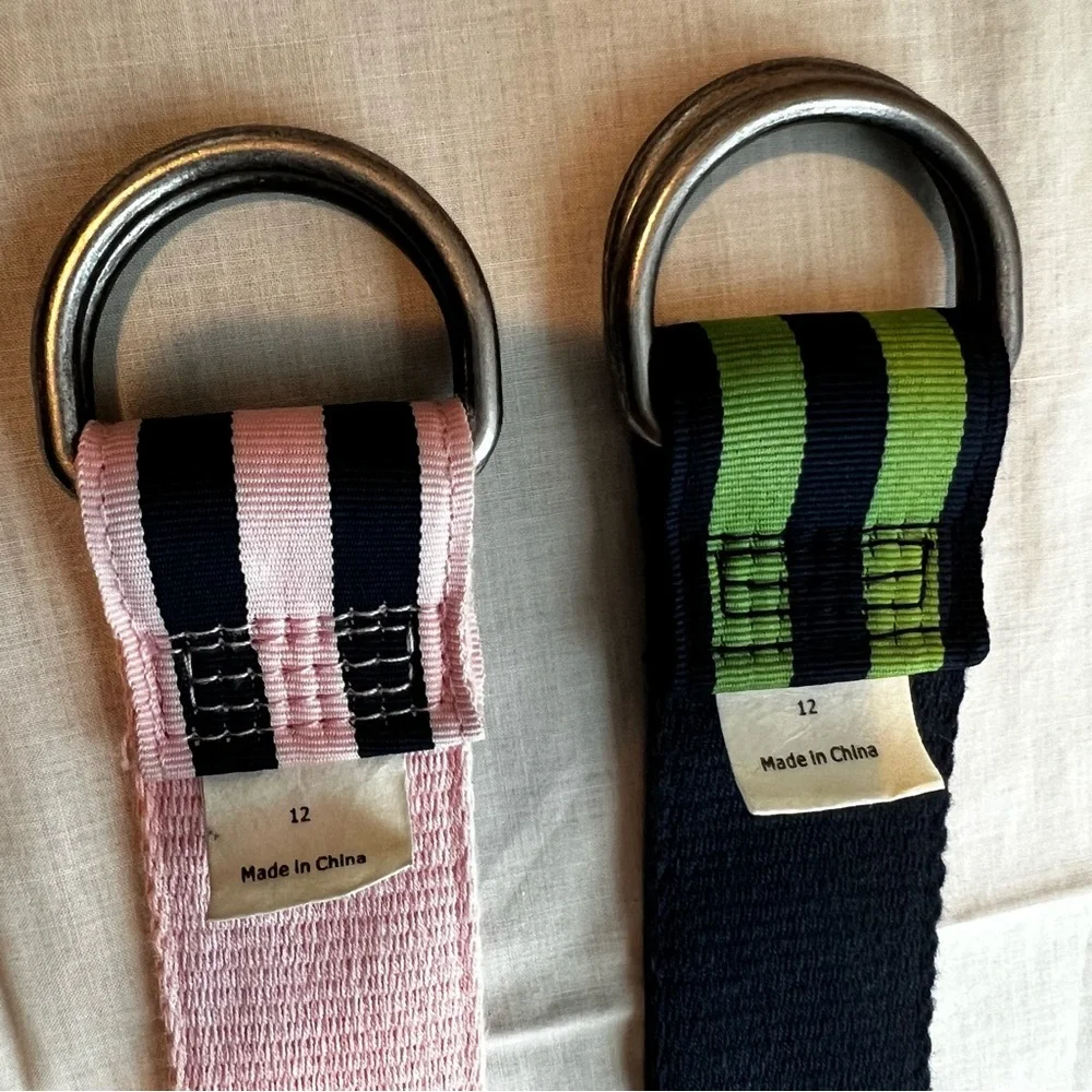 Abercrombie Kids Navy belts with Green and Pink Stripes
